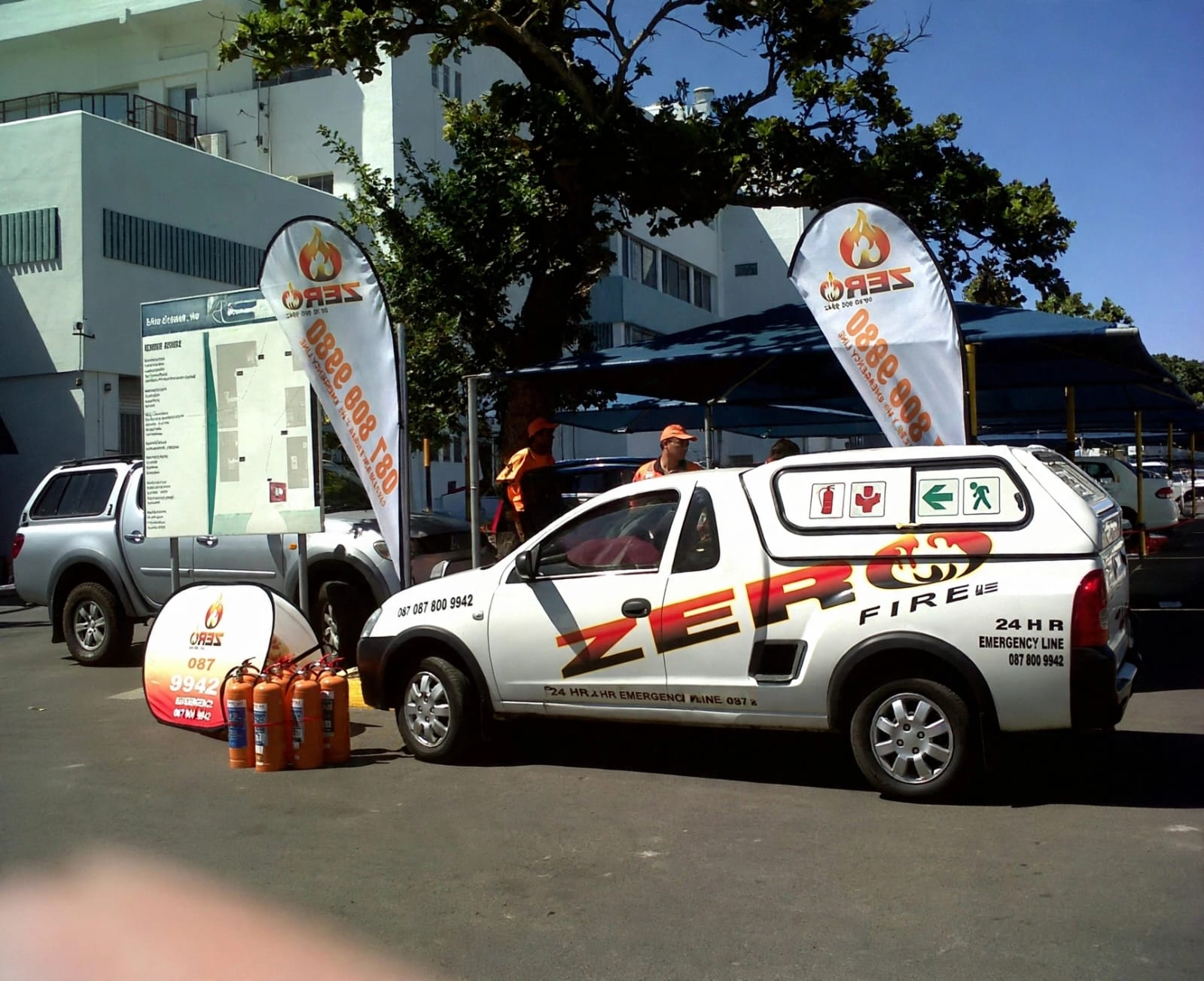 Zero Fire vehicle and branded display at an outdoor event